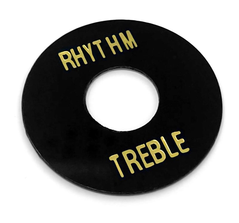 Vintage Forge Black with Gold Rhythm Treble Switch Washer Toggle Ring Plate compatible with Gibson Les Paul SG Guitar SWR10-BLK